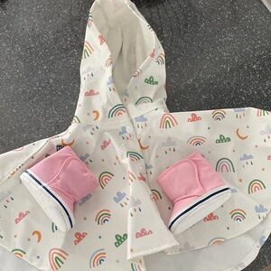 Baby girl poncho and matching rain boots